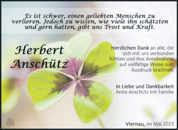 Traueranzeige von Herbert Anschütz von Südthüringer Presse