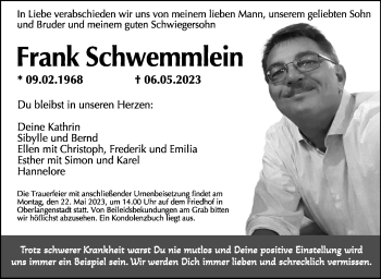 Traueranzeige von Frank Schwemmlein von Neue Presse Coburg