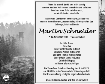 Traueranzeige von Martin Schneider von Südthüringer Presse