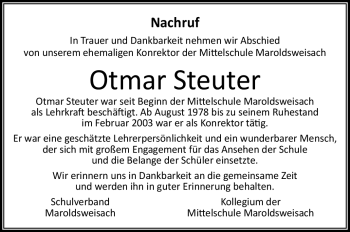 Traueranzeige von Otmar Steuter von Neue Presse Coburg