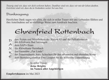 Traueranzeige von Ehrenfried Rottenbach von Südthüringer Presse