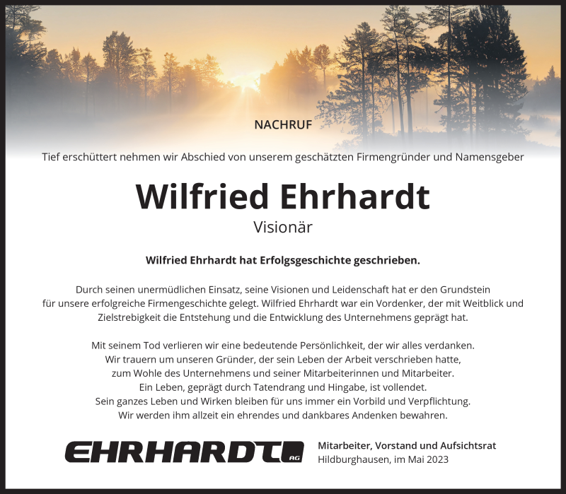  Traueranzeige für Wilfried Ehrhardt vom 20.05.2023 aus Südthüringer Presse