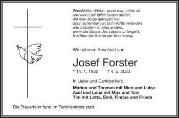 Traueranzeige von Josef Forster von Frankenpost