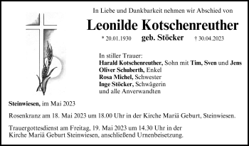 Traueranzeige von Leonilde Kotschenreuther von Neue Presse Coburg