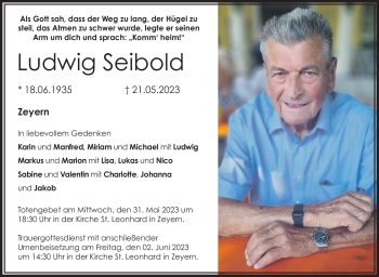 Traueranzeige von Ludwig Seibold von Neue Presse Coburg