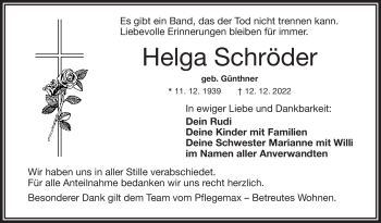 Traueranzeige von Helga Schröder von Frankenpost