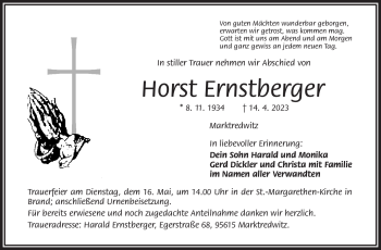 Traueranzeige von Horst Ernstberger von Frankenpost