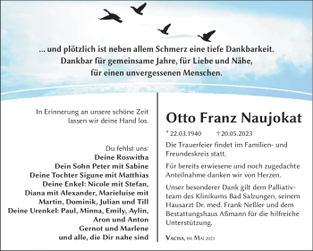 Traueranzeige von Otto Franz Naujokat von Südthüringer Presse