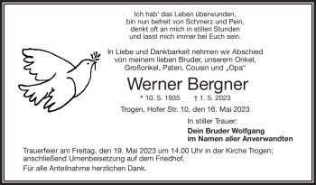 Traueranzeige von Werner Bergner von Frankenpost
