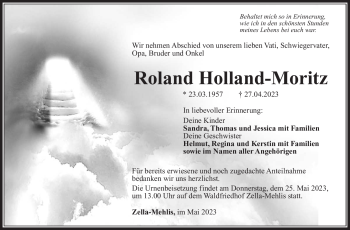 Traueranzeige von Roland Holland-Moritz von Südthüringer Presse