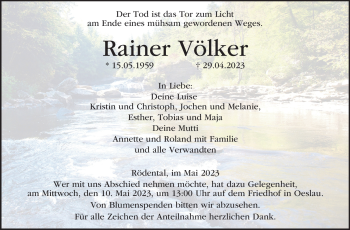 Traueranzeige von Rainer Völker von Neue Presse Coburg