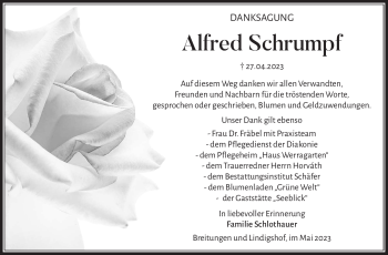 Traueranzeige von Alfred Schrumpf von Südthüringer Presse