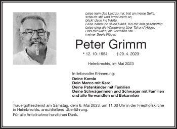 Traueranzeige von Peter Grimm von Frankenpost