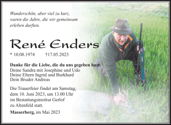 Traueranzeige von René Enders von Südthüringer Presse