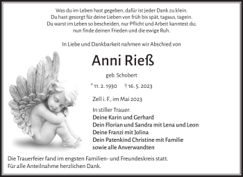 Traueranzeige von Anni Rieß von Frankenpost