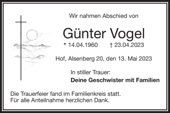 Traueranzeige von Günter Vogel von Frankenpost