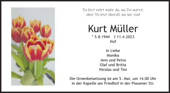 Traueranzeige von Kurt Müller von Frankenpost