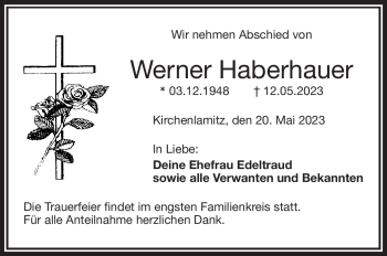 Traueranzeige von Werner Haberhauer von Frankenpost