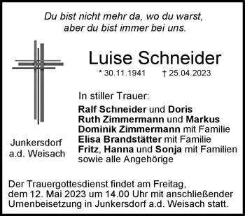 Traueranzeige von Luise Schneider von Neue Presse Coburg