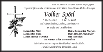 Traueranzeige von Volker Spörl von Frankenpost