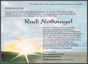 Traueranzeige von Rudi Nothnagel von Südthüringer Presse
