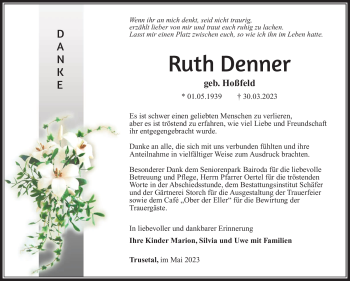 Traueranzeige von Ruth Denner von Südthüringer Presse