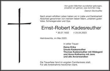 Traueranzeige von Ernst-Robert Kadesreuther von Frankenpost