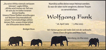 Traueranzeige von Wolfgang Funk von Frankenpost