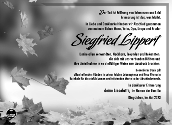Traueranzeige von Siegfried Lippert von Südthüringer Presse