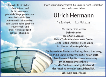 Traueranzeige von Ulrich Hermann von Südthüringer Presse