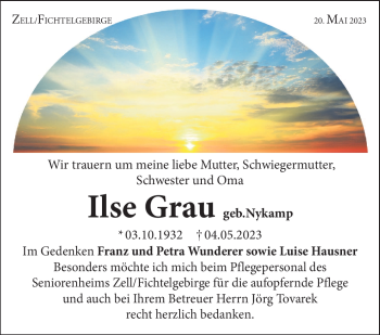 Traueranzeige von Ilse Grau von Frankenpost