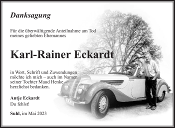 Traueranzeige von Karl-Rainer Eckardt von Südthüringer Presse