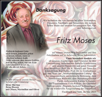 Traueranzeige von Fritz Moses von Südthüringer Presse