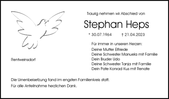 Traueranzeige von Stephan Heps von Neue Presse Coburg