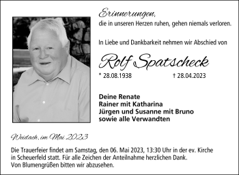 Traueranzeige von Rolf Spatscheck von Neue Presse Coburg