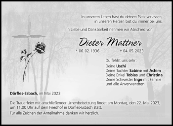 Traueranzeige von Dieter Mattner von Neue Presse Coburg