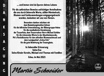 Traueranzeige von Martin Schneider von Südthüringer Presse