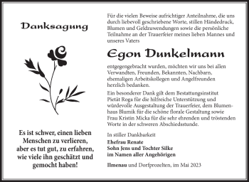 Traueranzeige von Egon Dunkelmann von Südthüringer Presse