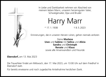 Traueranzeige von Harry Marr von Neue Presse Coburg