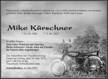 Traueranzeige von Mike Kürschner von Südthüringer Presse