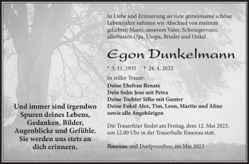 Traueranzeige von Egon Dunkelmann von Südthüringer Presse