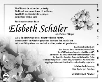 Traueranzeige von Elsbeth Schüler von Südthüringer Presse
