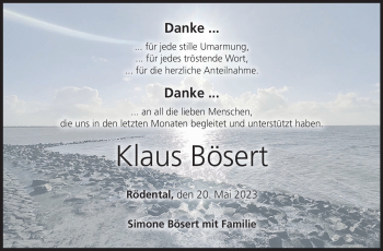 Traueranzeige von Klaus Bösert von Neue Presse Coburg