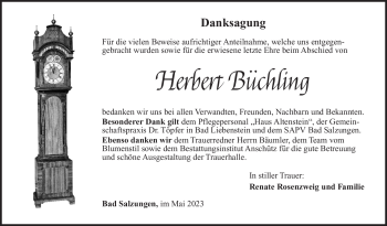 Traueranzeige von Herbert Büchling von Südthüringer Presse