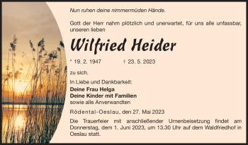 Traueranzeige von Wilfried Heider von Neue Presse Coburg