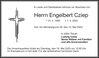 Traueranzeige von Engelbert Cziep von Frankenpost