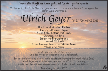 Traueranzeige von Ulrich Geyer von Südthüringer Presse