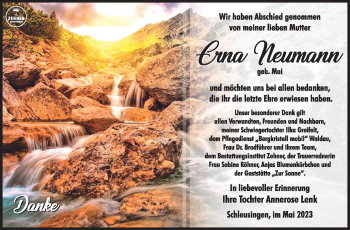 Traueranzeige von Erna Neumann von Südthüringer Presse