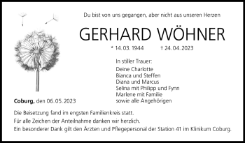 Traueranzeige von Gerhard Wöhner von Neue Presse Coburg