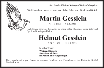 Traueranzeige von HelmutMartin GessleinGesslein von Neue Presse Coburg